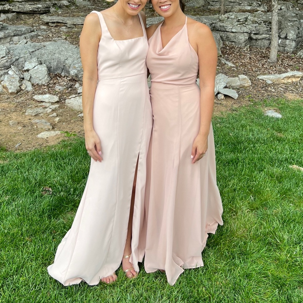 Lissa cowl neck dress by Jenny Yoo in Dessert Rose Luxe Chiffon